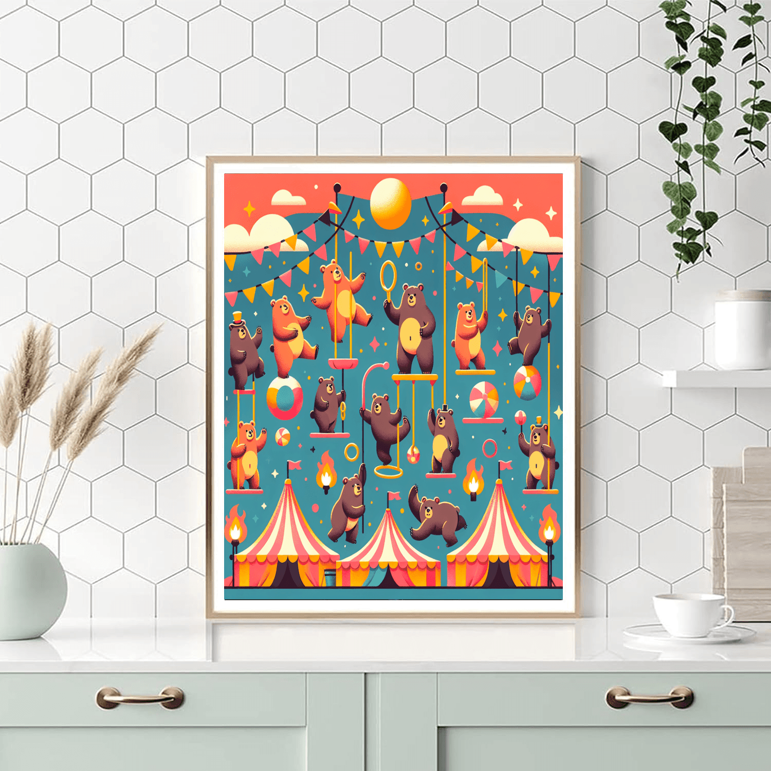 Circus Spectacular With Acrobatic Bears Paint By Number