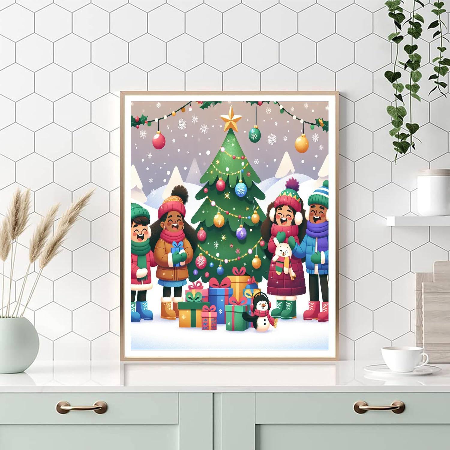 Merry Christmas Scene Number Painting