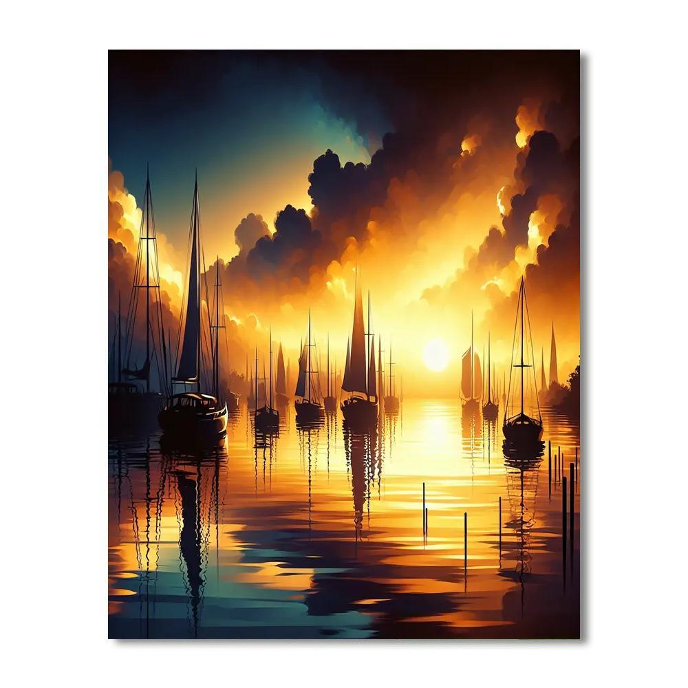 Glimmering Sunset Harbor Paint By Numbers Kits