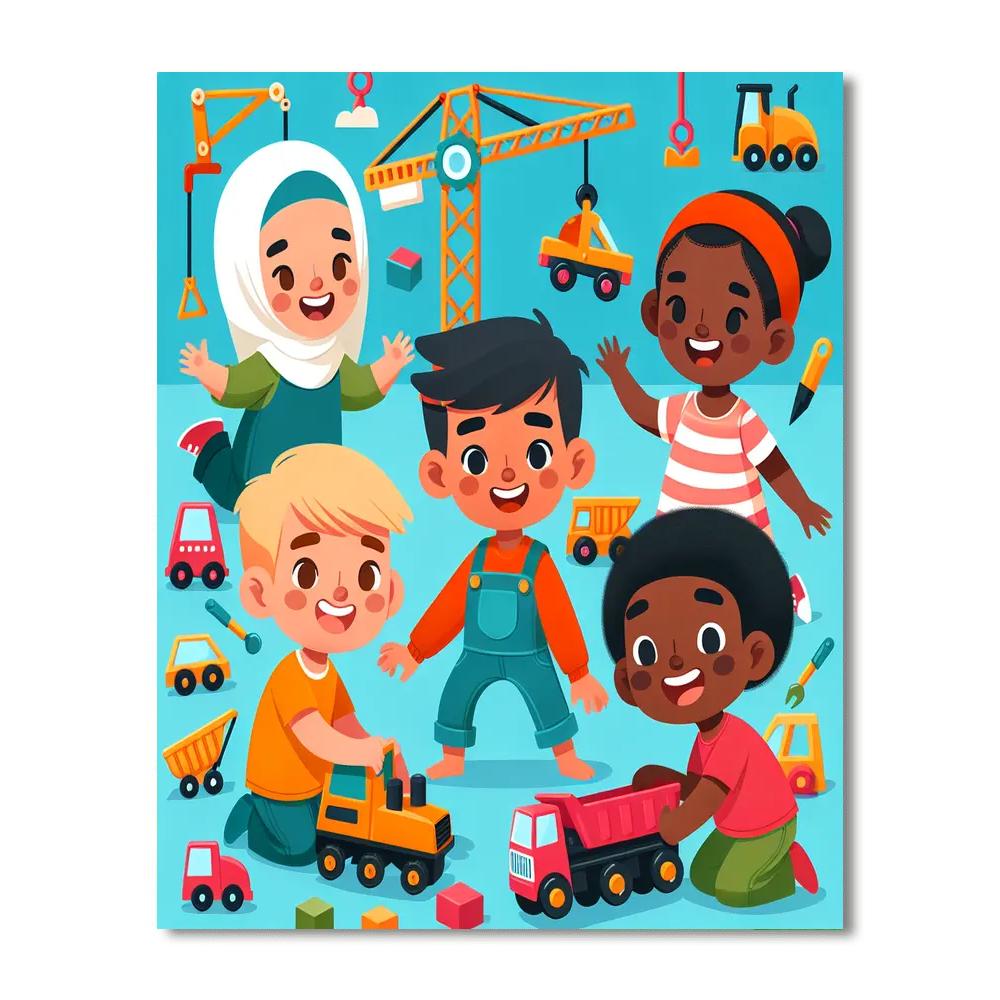 Little Builders' Construction Site Paint By Numbers Art