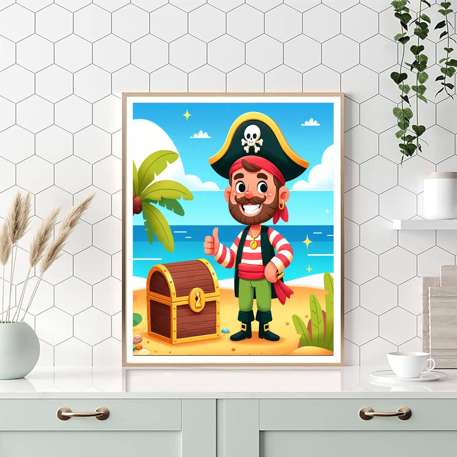 Happy Pirate's Treasure Paint By Numbers Art