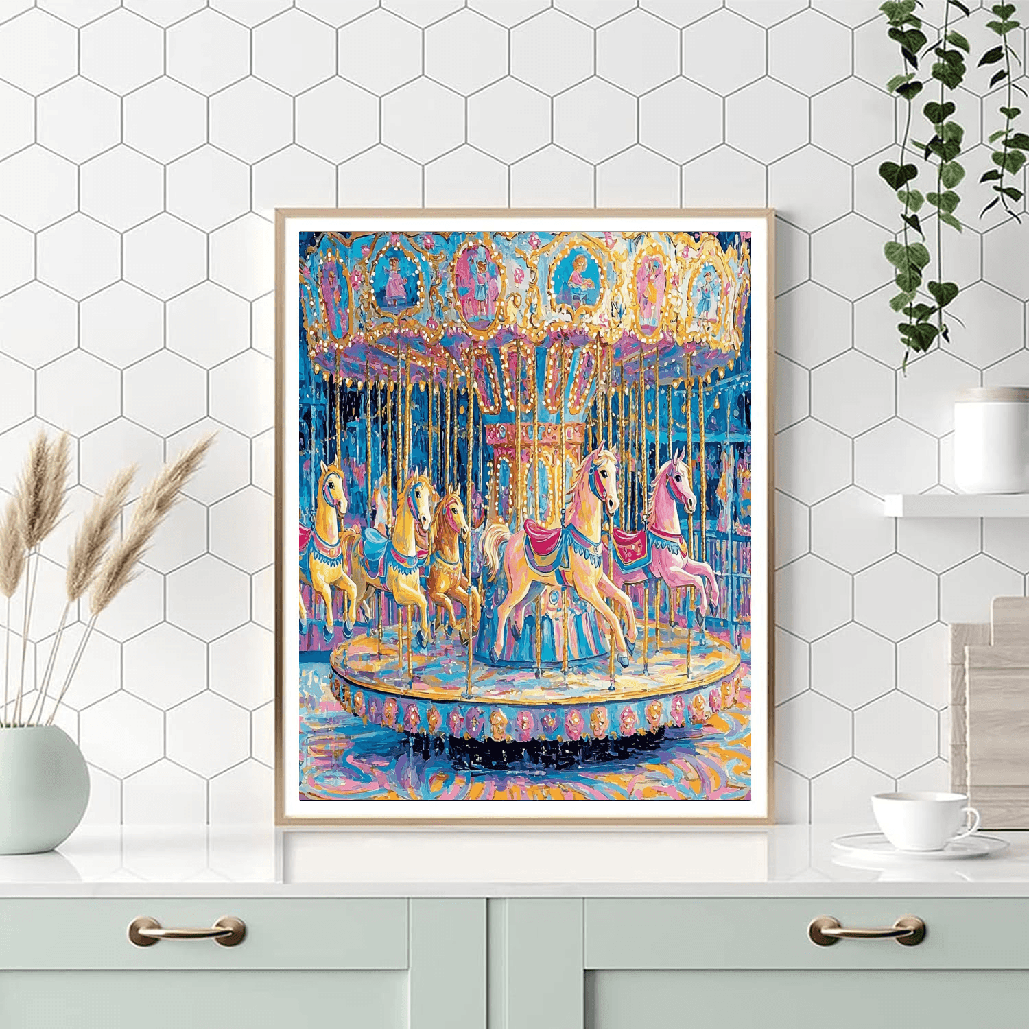 Mary Cassatt Inspired Colorful Vintage Carousel  Paint By Numbers Kits