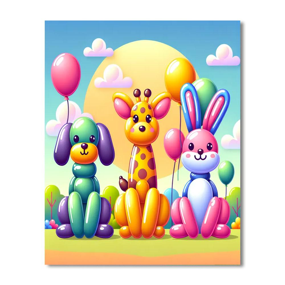 Cheerful Balloon Animals Paint By Numbers Art