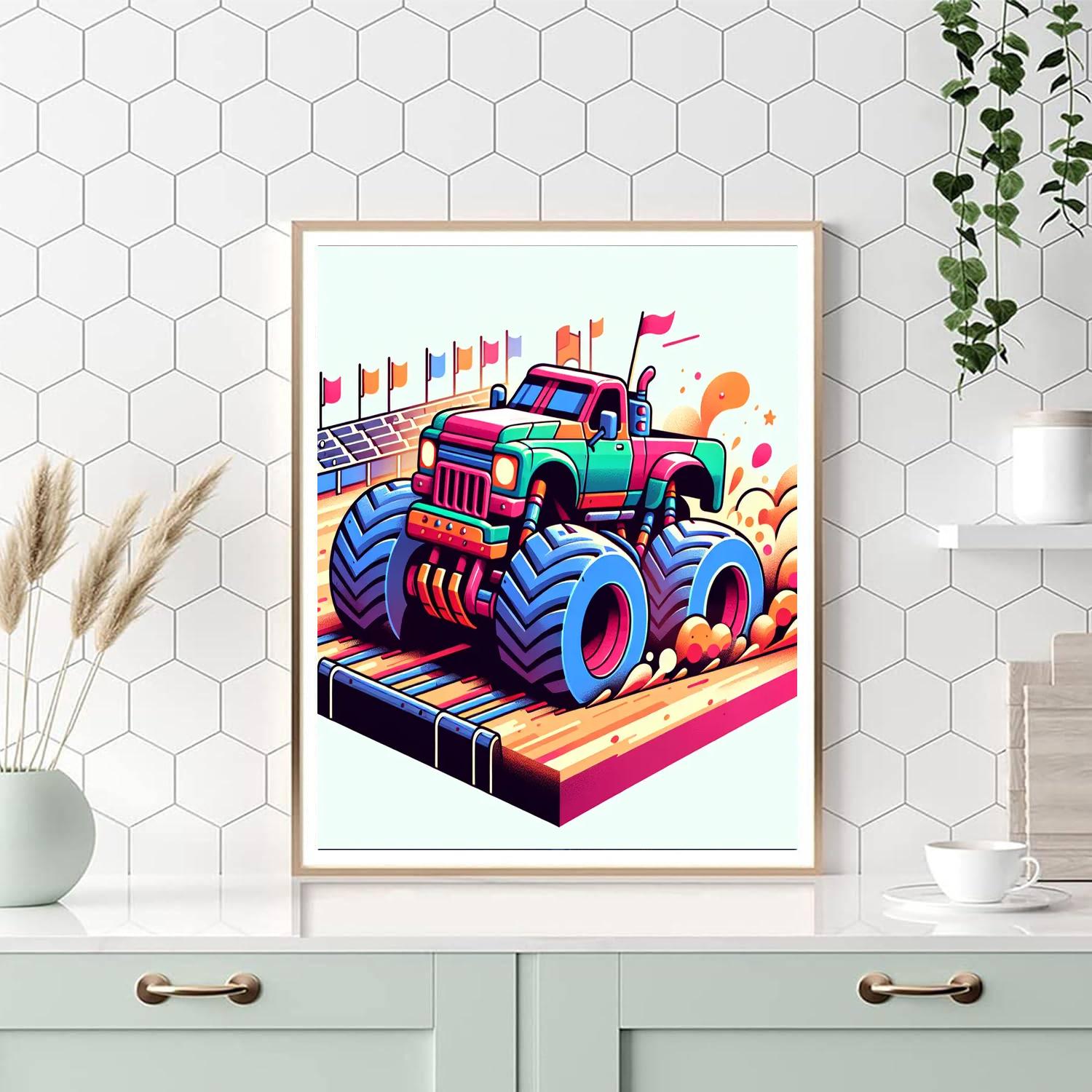 Monster Truck Rally Painting Number Kit