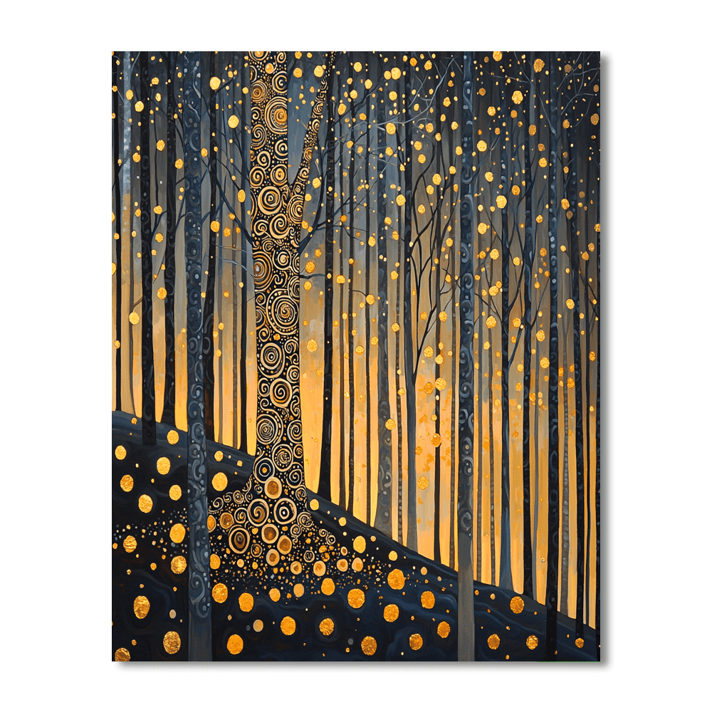 Gustav Klimt Inspired Klimt's Golden Forest  Painting By Numbers Kit