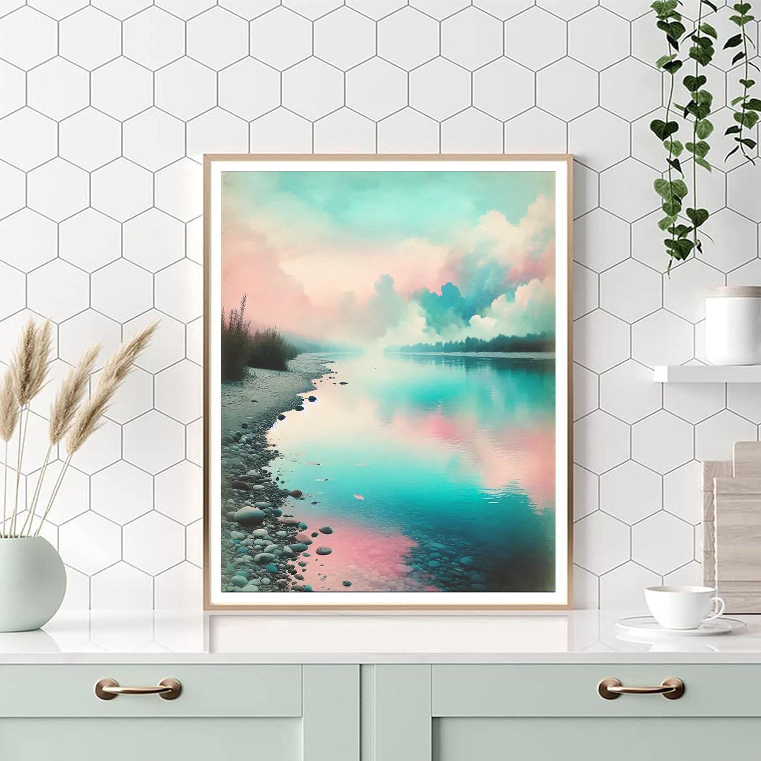 Pastel Riverbank Painting Number Kit