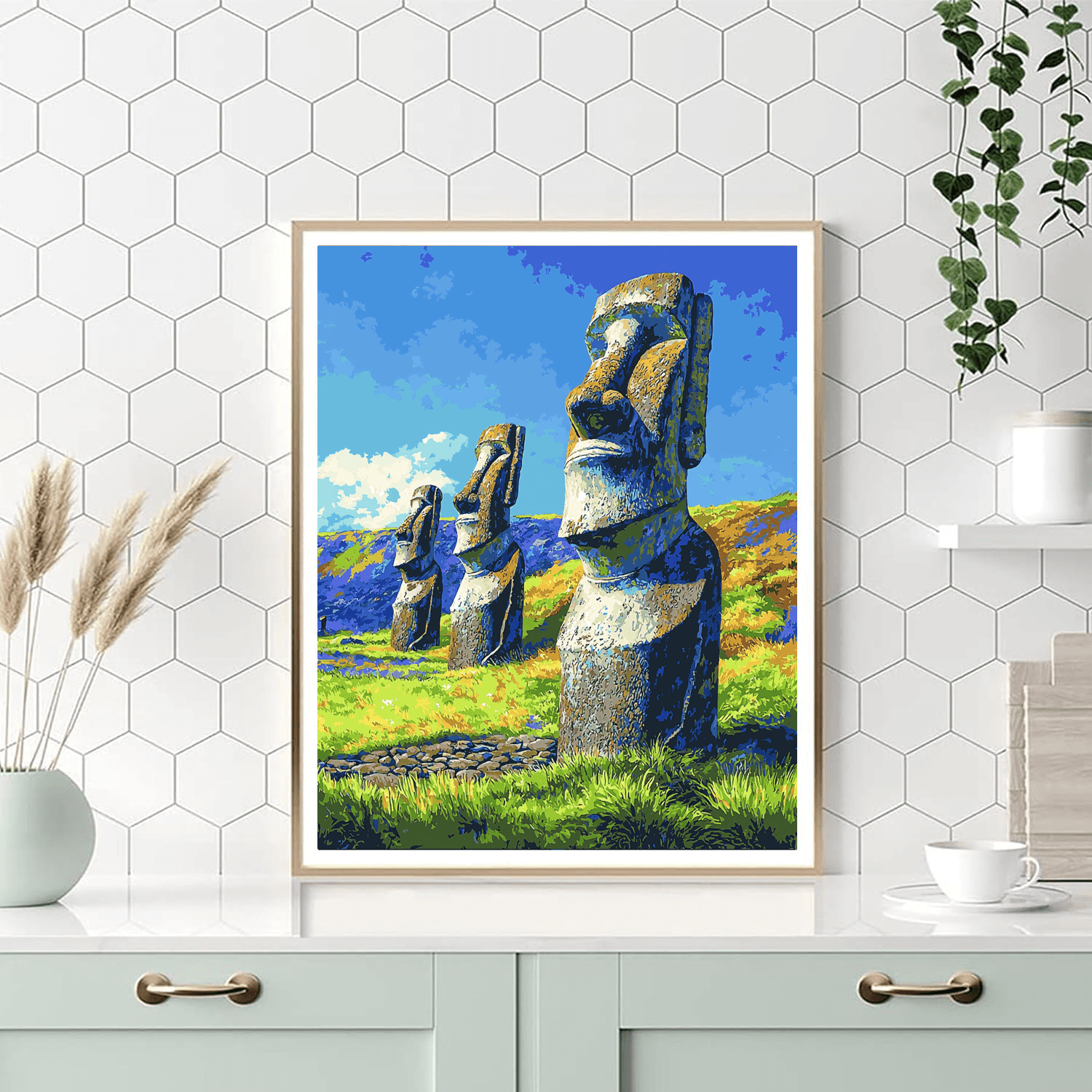 Moai Statues On Easter Island DIY Paint By Numbers