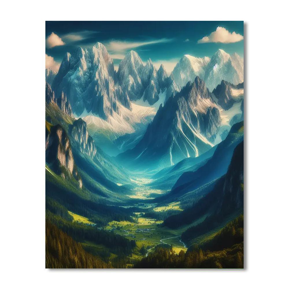 Majestic Mountain Tranquility Numbered Painting Kits