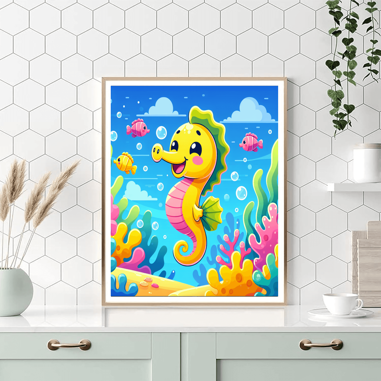 Delightful Seahorse Number Painting