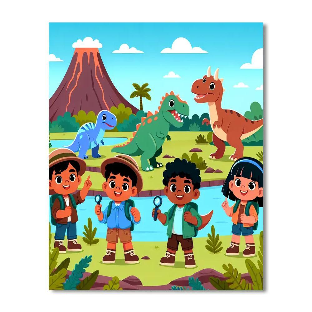 Explorers In Dinosaur Land Paint By Numbers