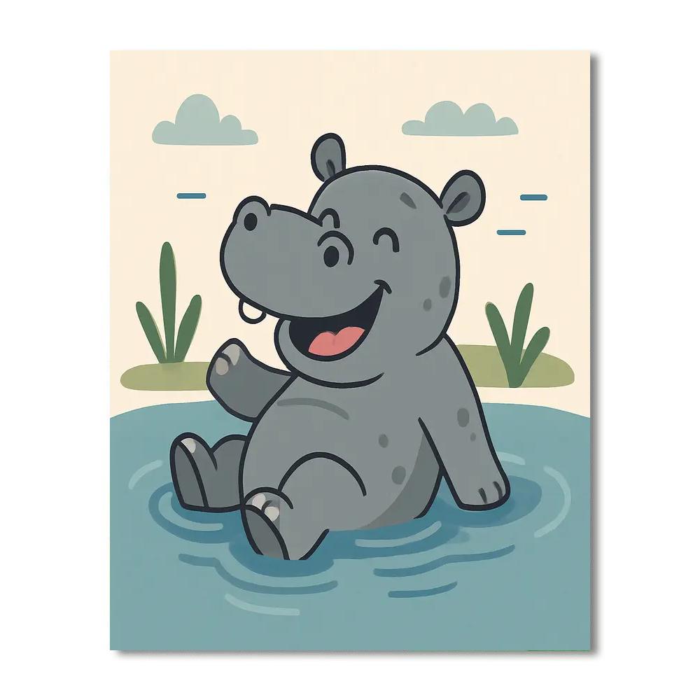 Happy Hippo's River Day DIY Paint By Numbers