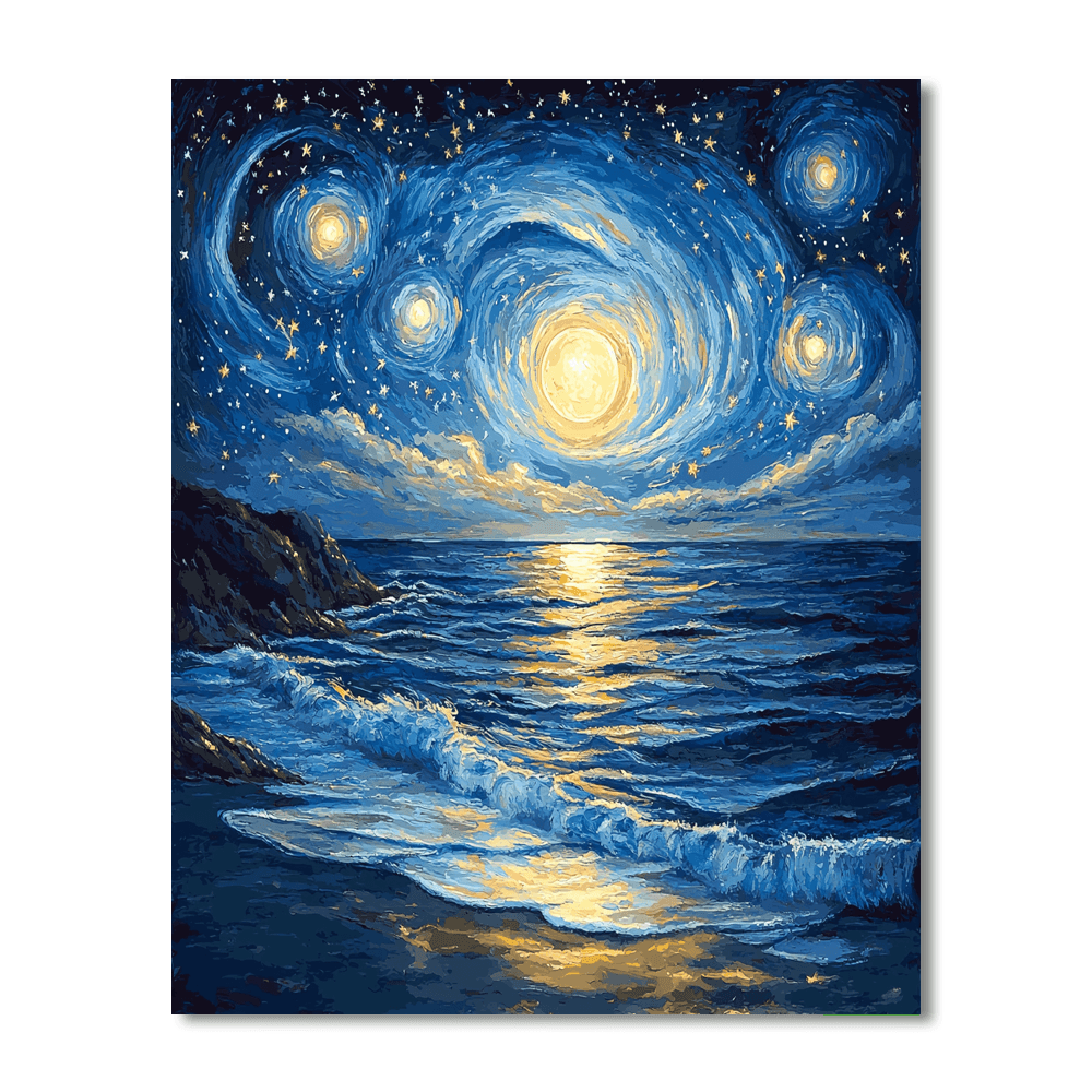 Van Gogh Inspired Inspiring Starry Nightscape  Painting By Numbers Kit