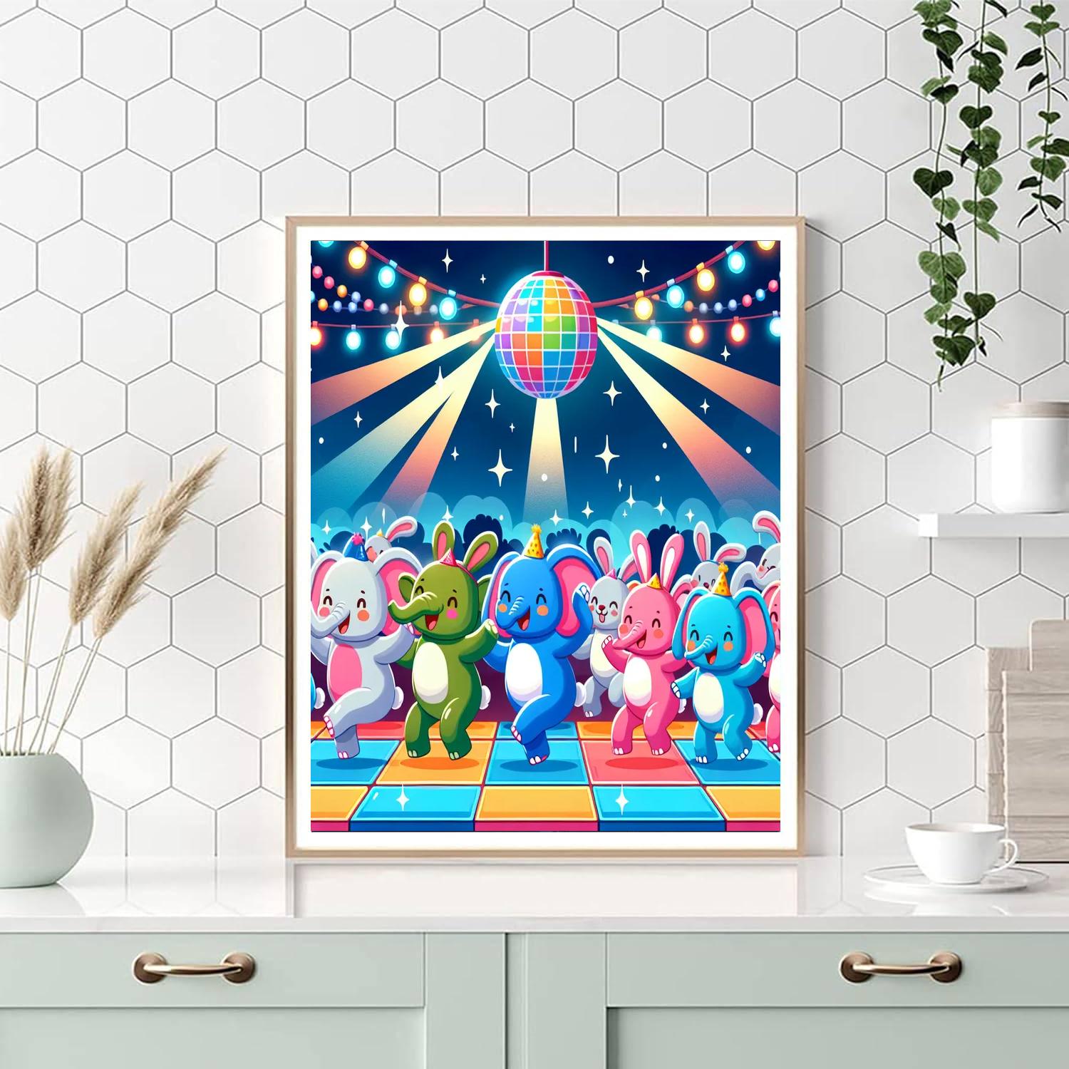 Funky Animal Disco Painting Number Kit