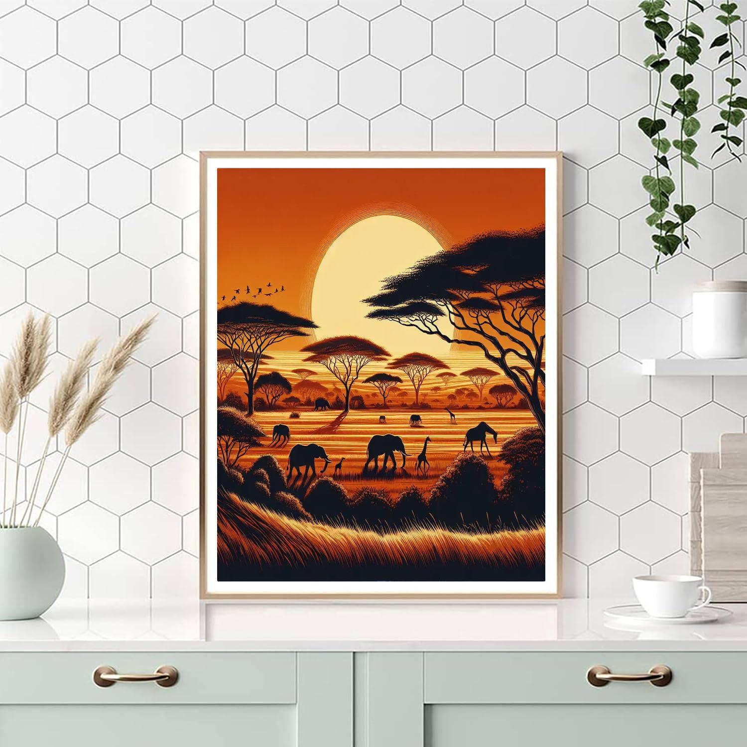 African Savannah Painting Number Kit