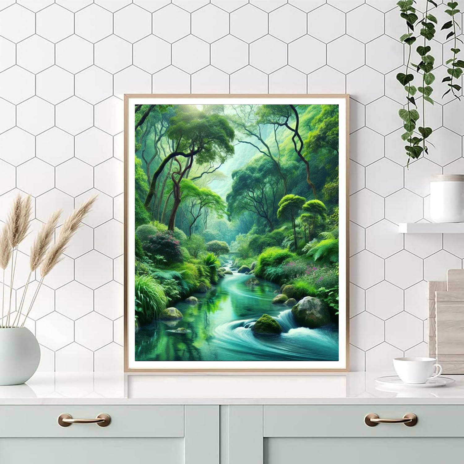 Gentle Stream In The Woods Paint By Color