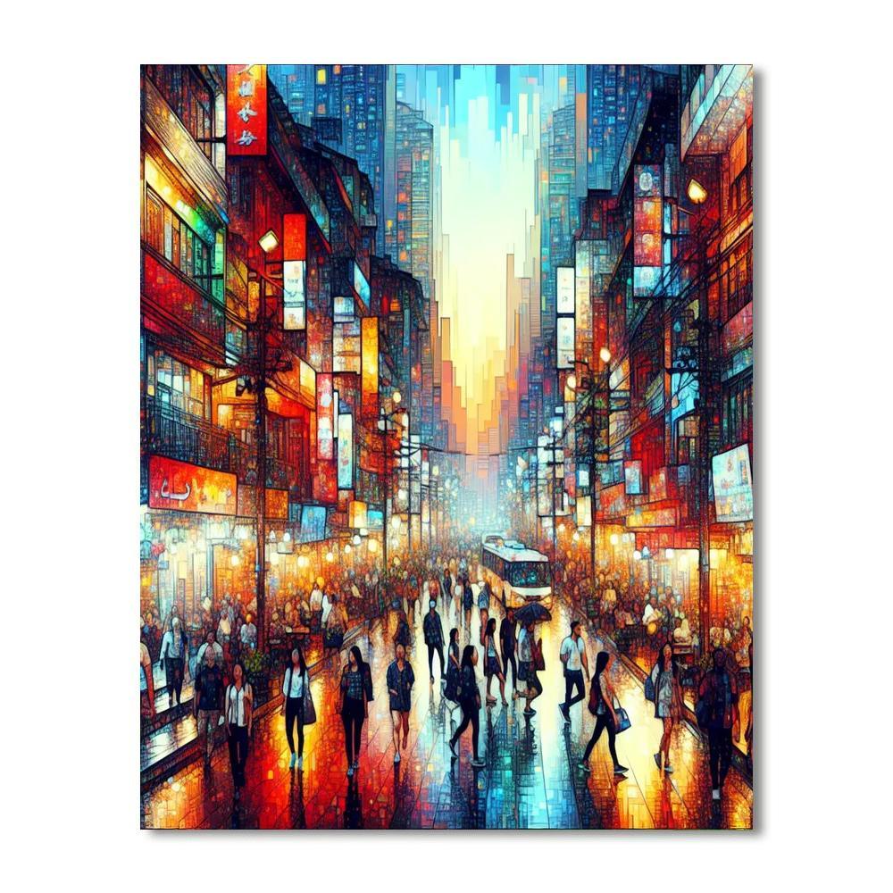Lively City Street Scene Paint By Color