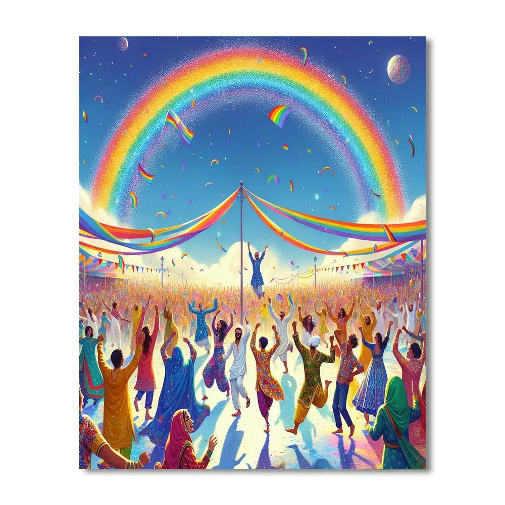 Vibrant Rainbow Festival Paint By Color