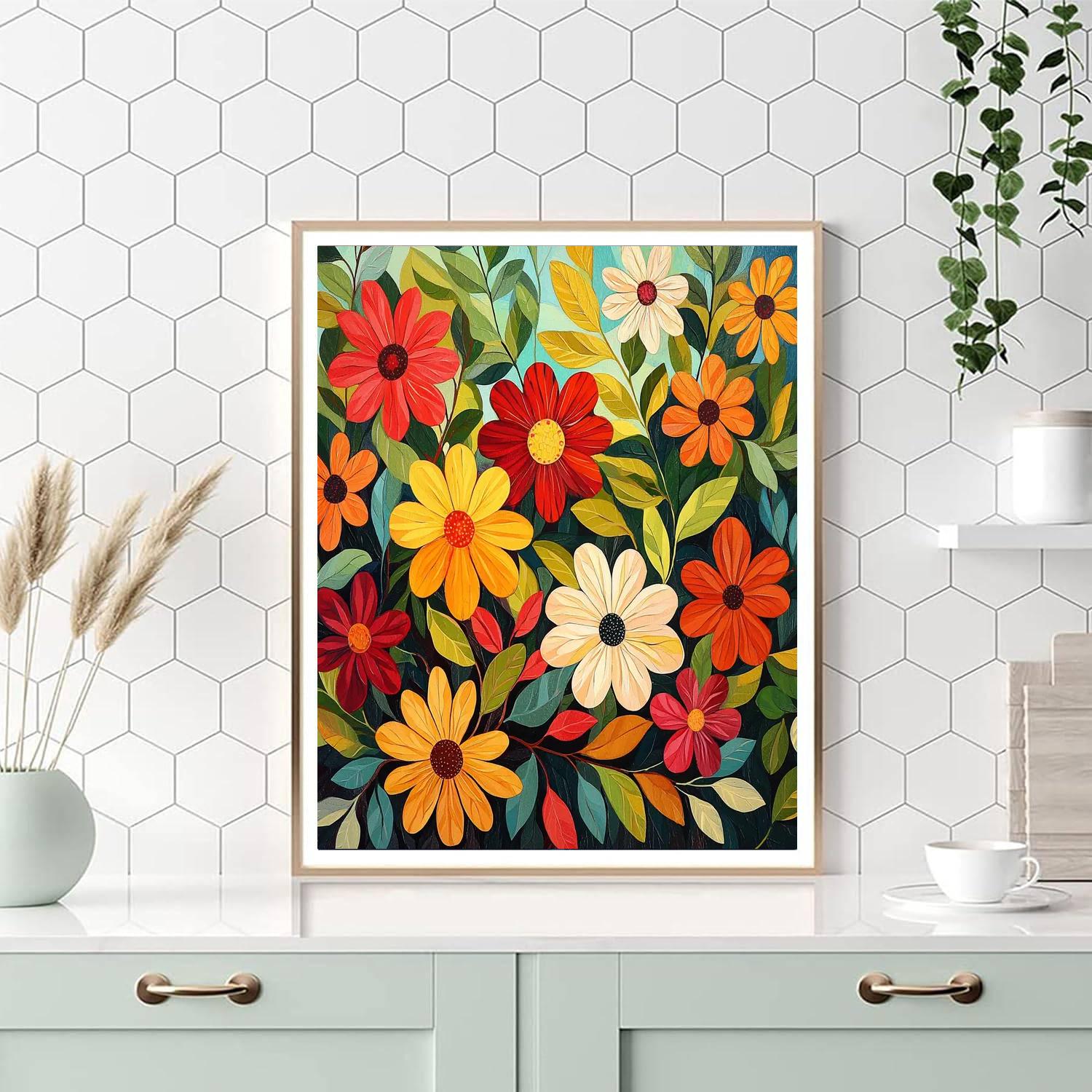 Frida Kahlo Inspired Symbolic Blooms  Numbered Painting Kits