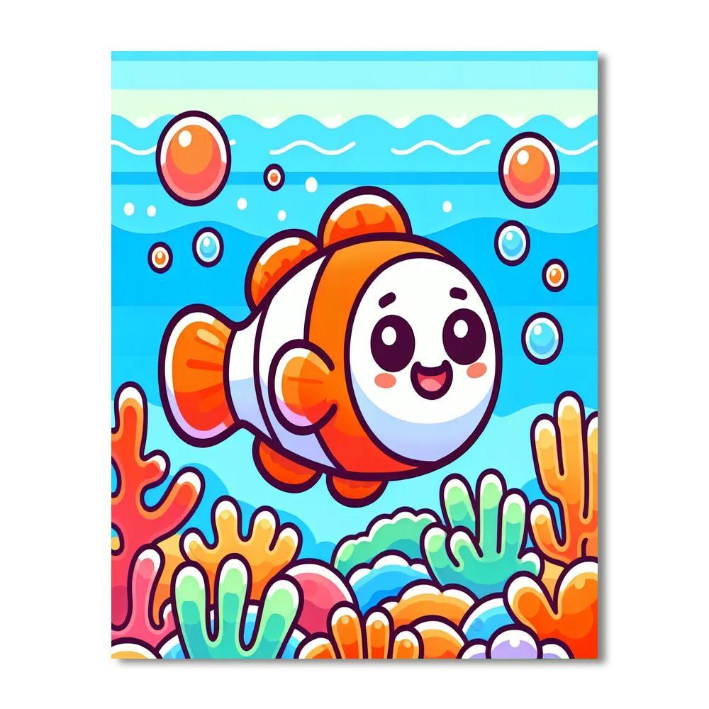 Joyful Clownfish Swim Paint By Color