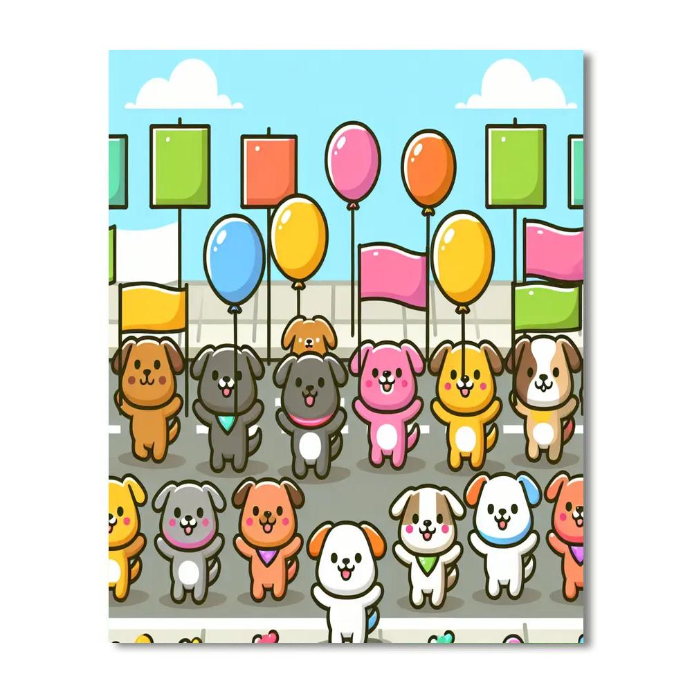 Puppy Party Parade Painting Number Kit