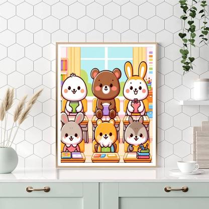 Happy Animal School DIY Paint By Numbers
