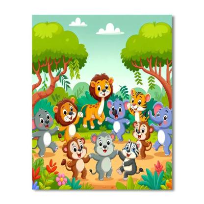 Jungle Adventure With Friends Paint By Numbers Art