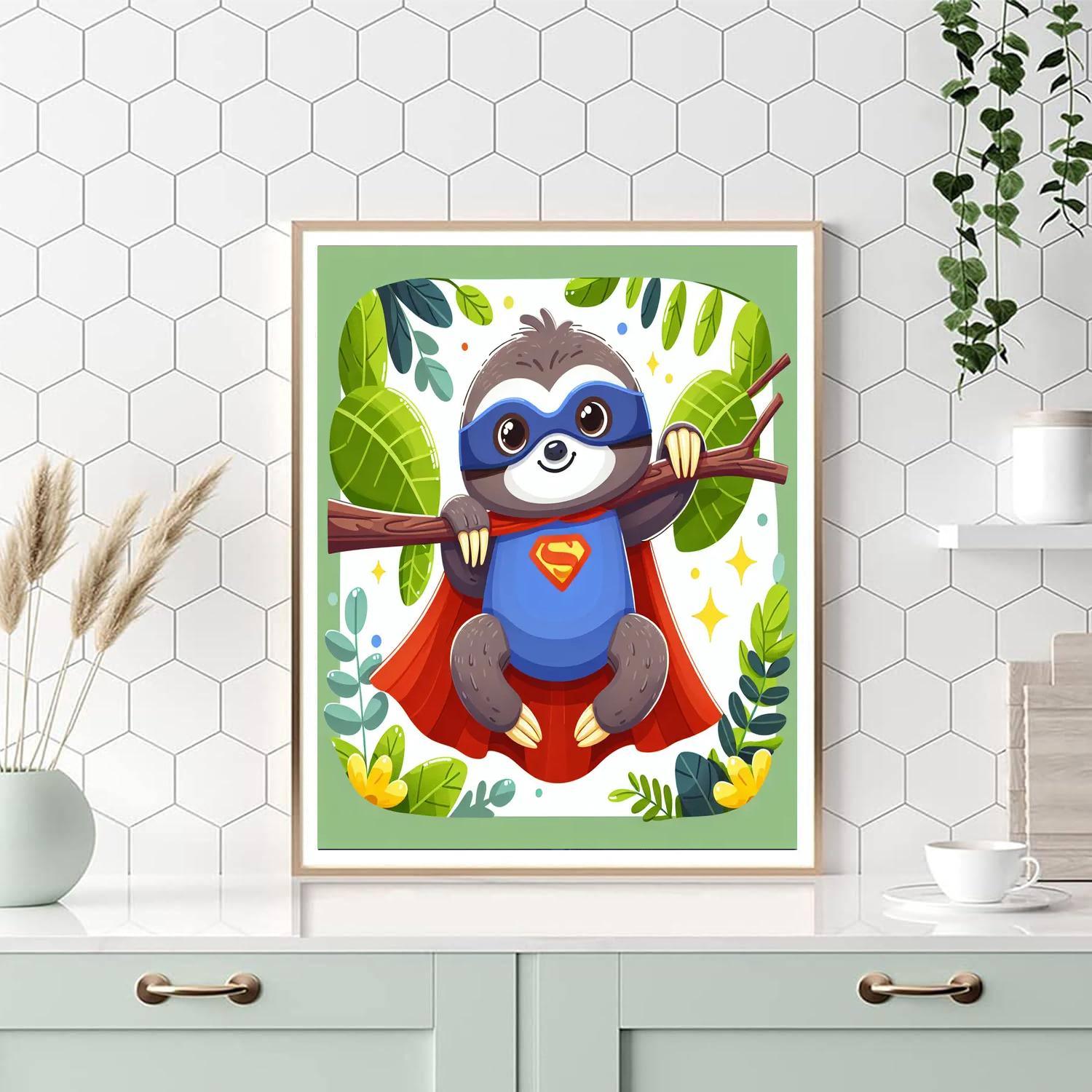 Superhero Sloth Paint By Numbers Art