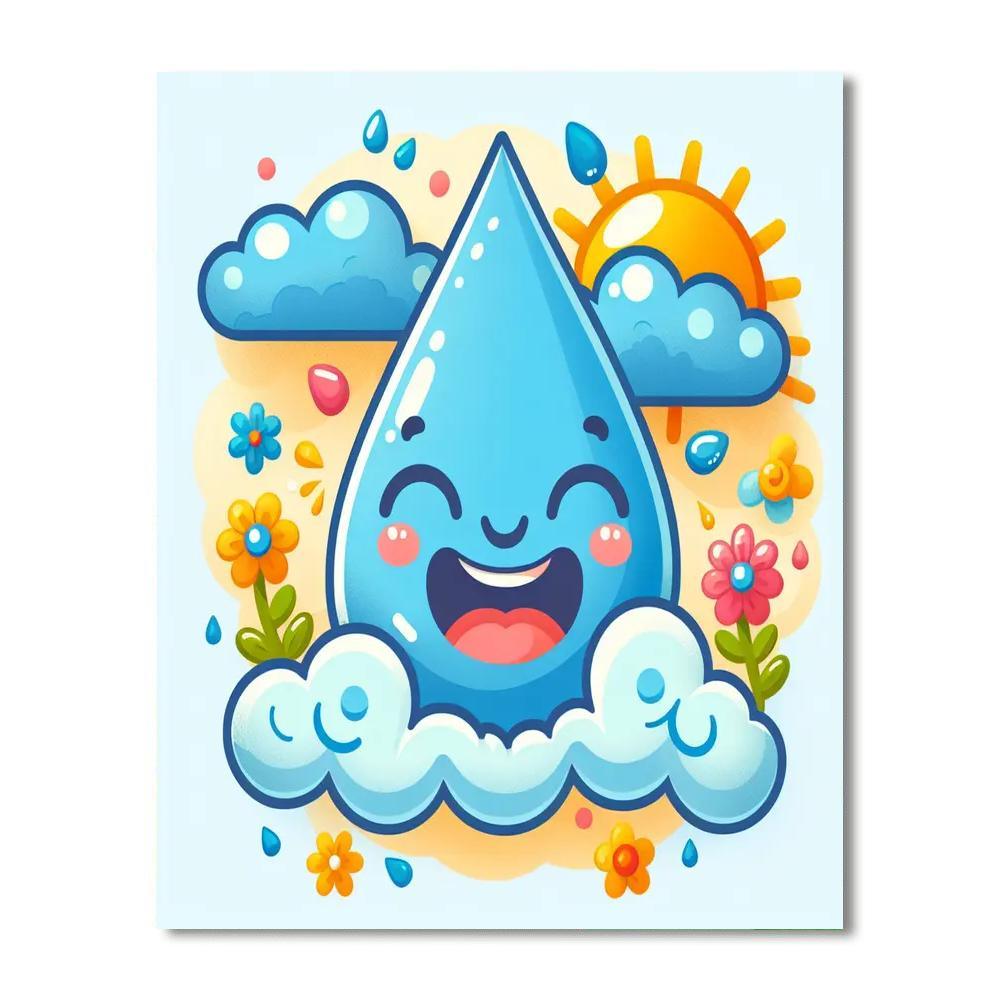 Cheerful Raindrop DIY Paint By Numbers