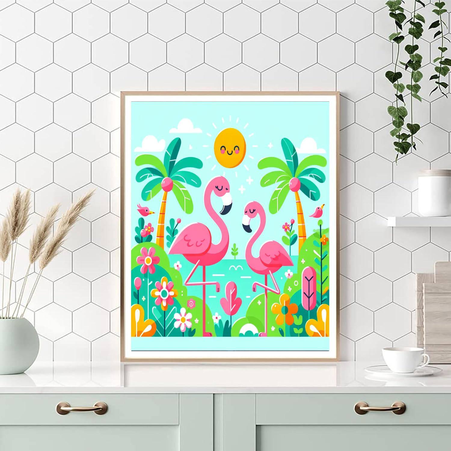 Festive Flamingos Painting By Numbers Kit