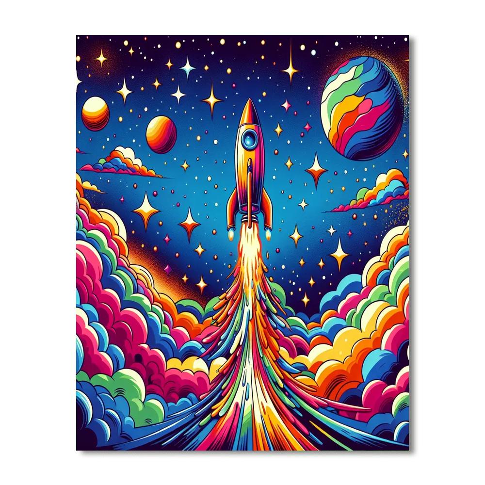 Blast-off Rocket Launch DIY Paint By Numbers