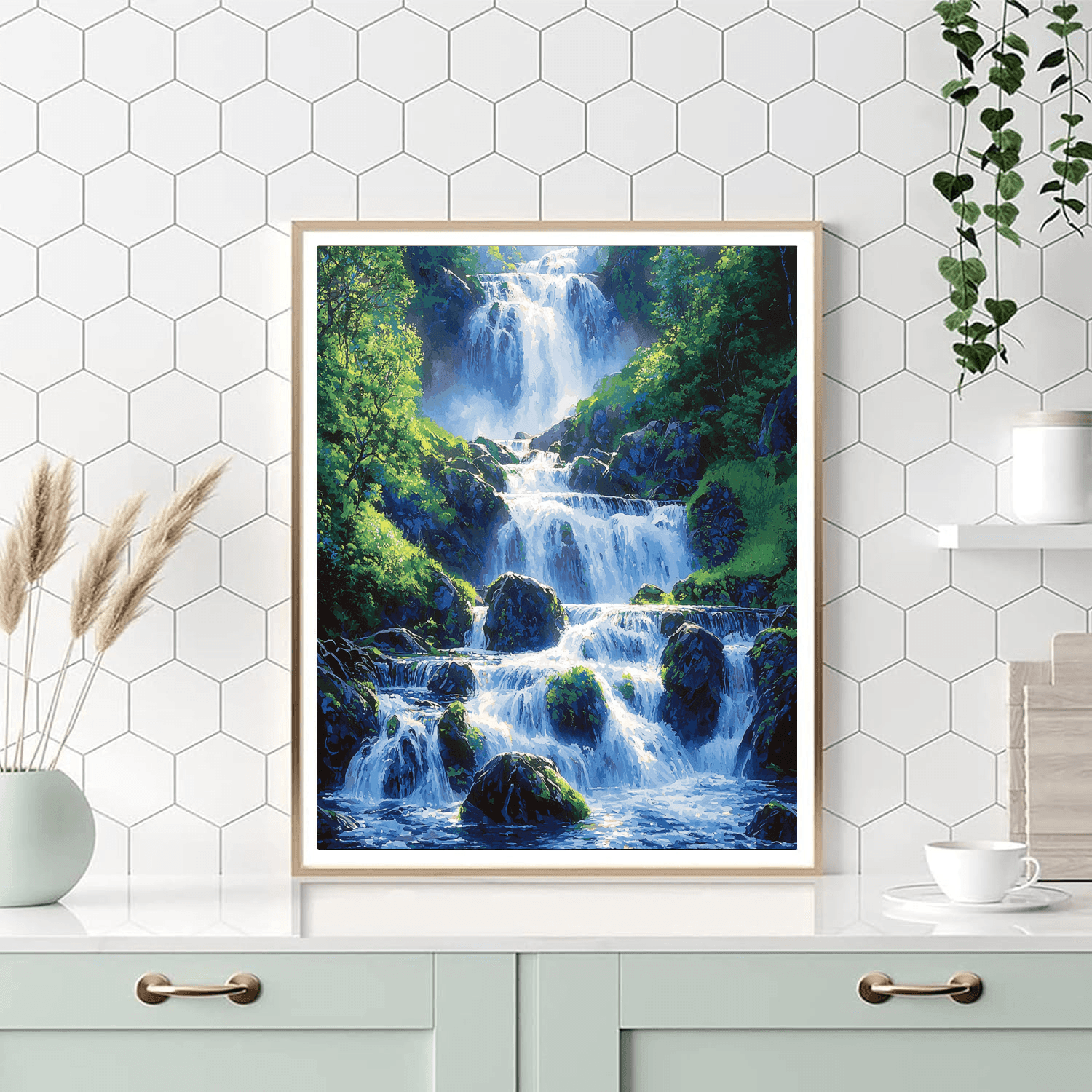 Constable Inspired Cascading Waterfalls - DIY Painting By Numbers Kit