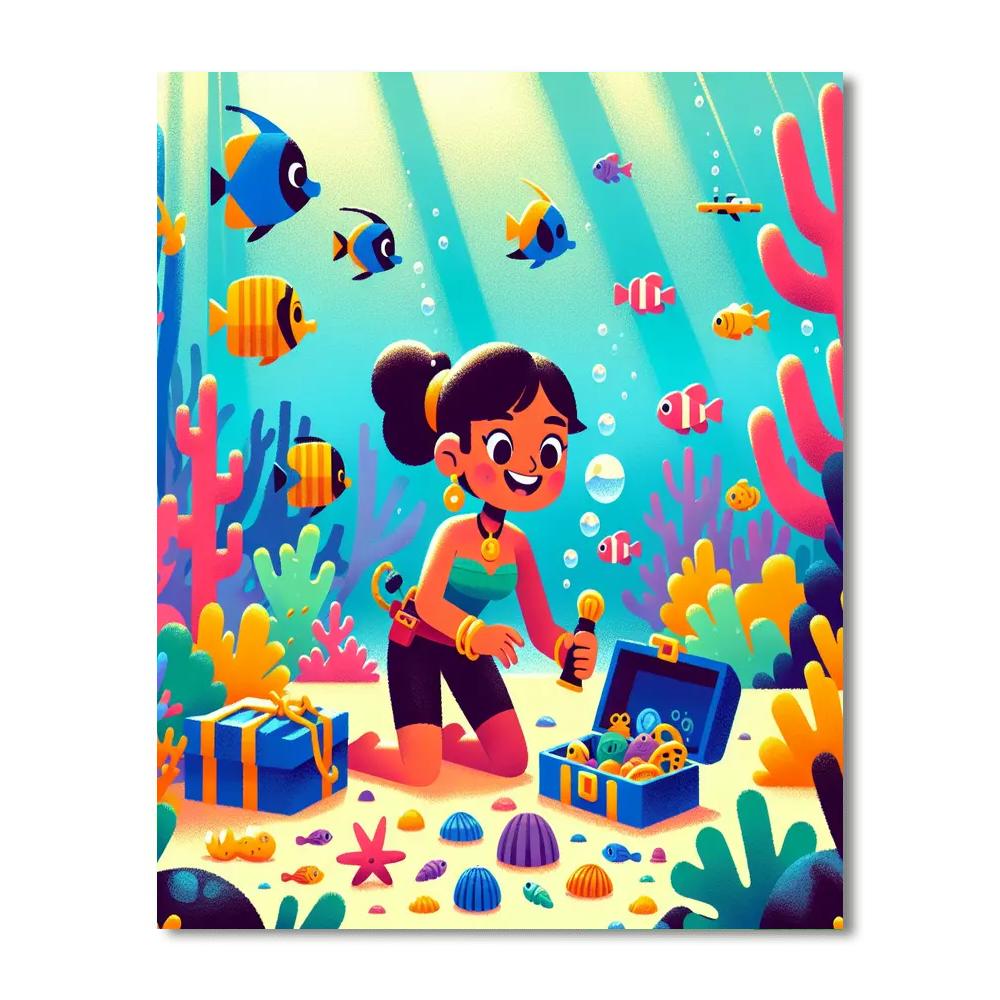 Caribbean Treasure Dive Number Painting