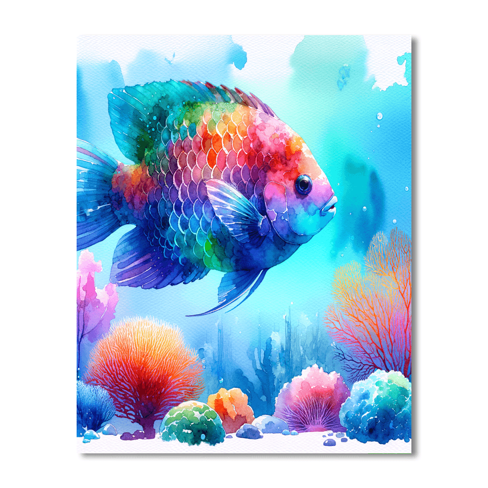 Glistening Rainbow Fish Paint By Numbers