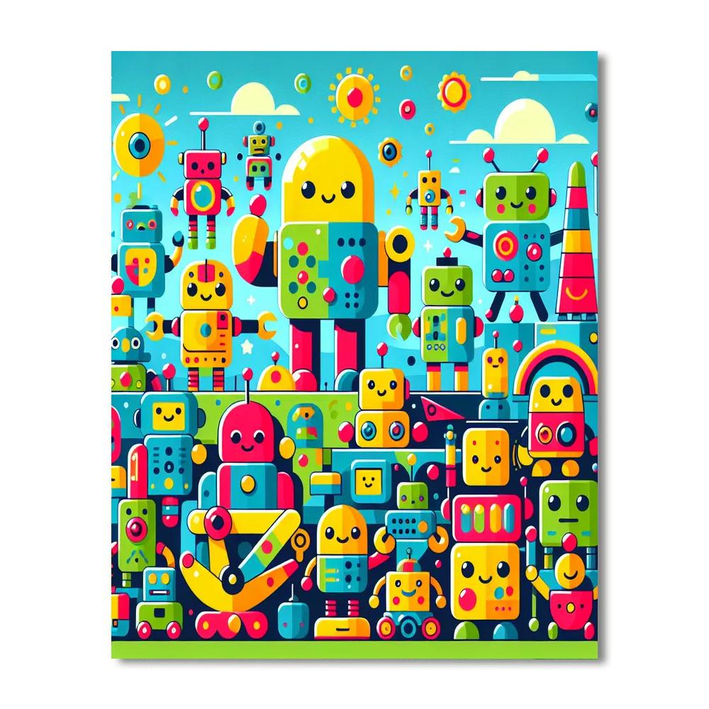 Robot Rendezvous Paint By Numbers Art