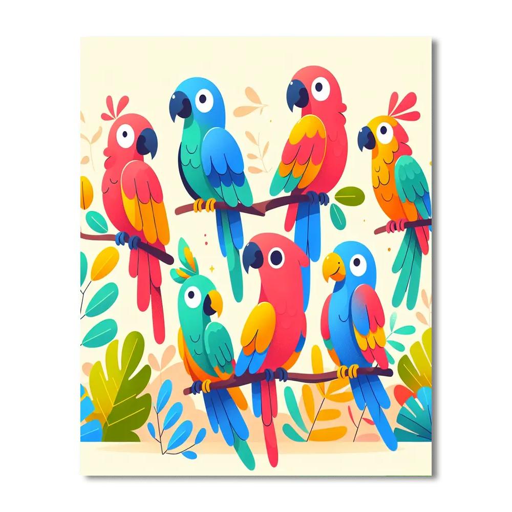 Playful Parrot Palooza Number Painting