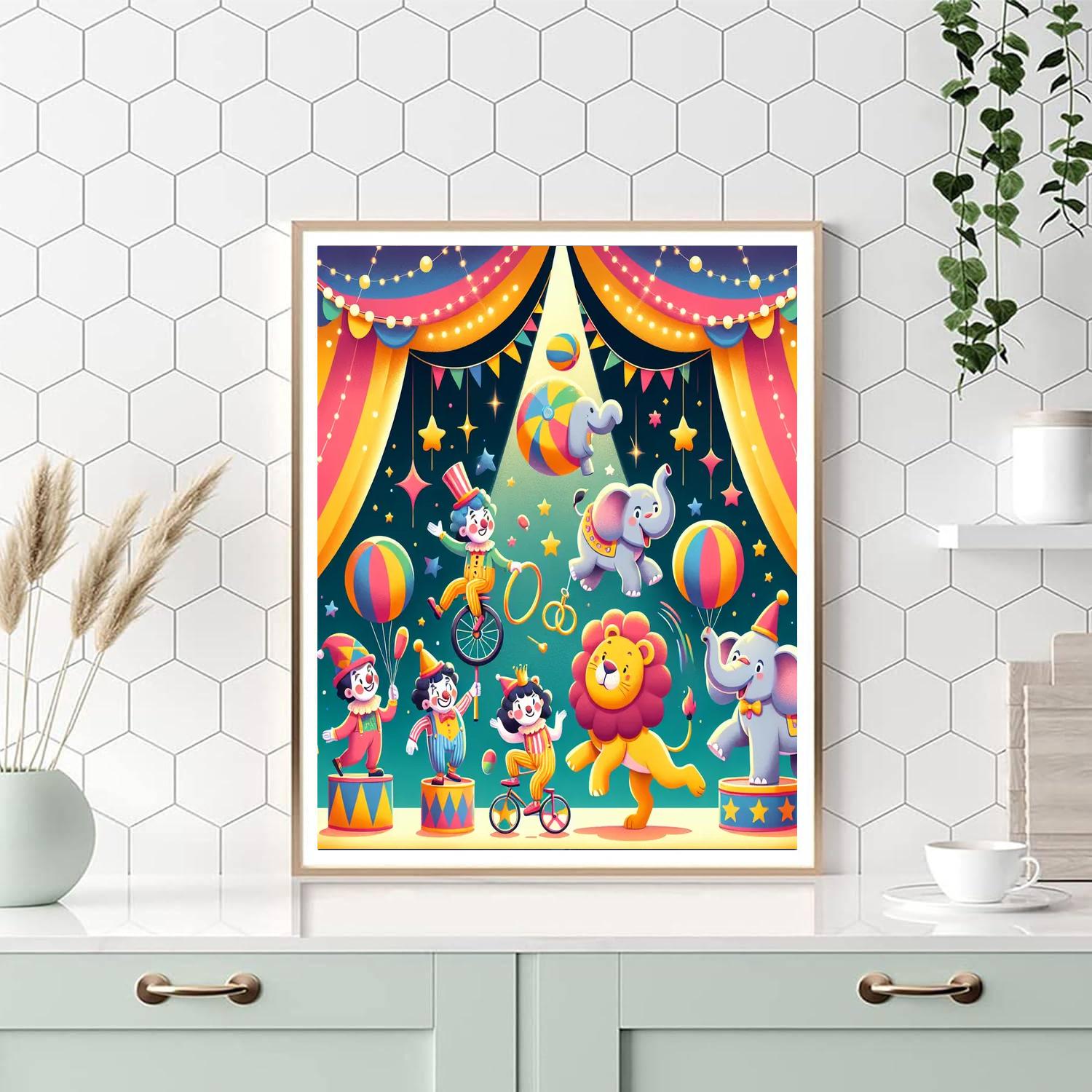 Jolly Circus Extravaganza Paint By Numbers Art
