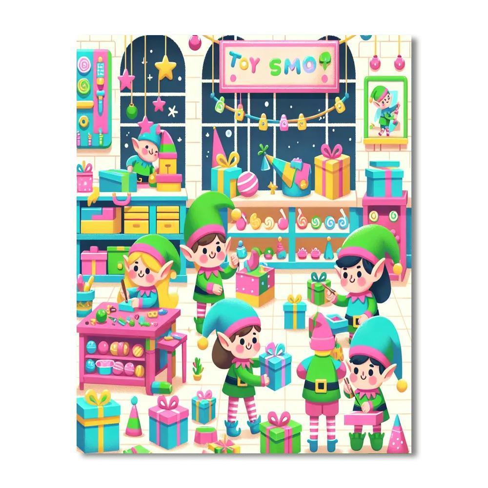 Secret Elf Workshop Paint By Numbers Art