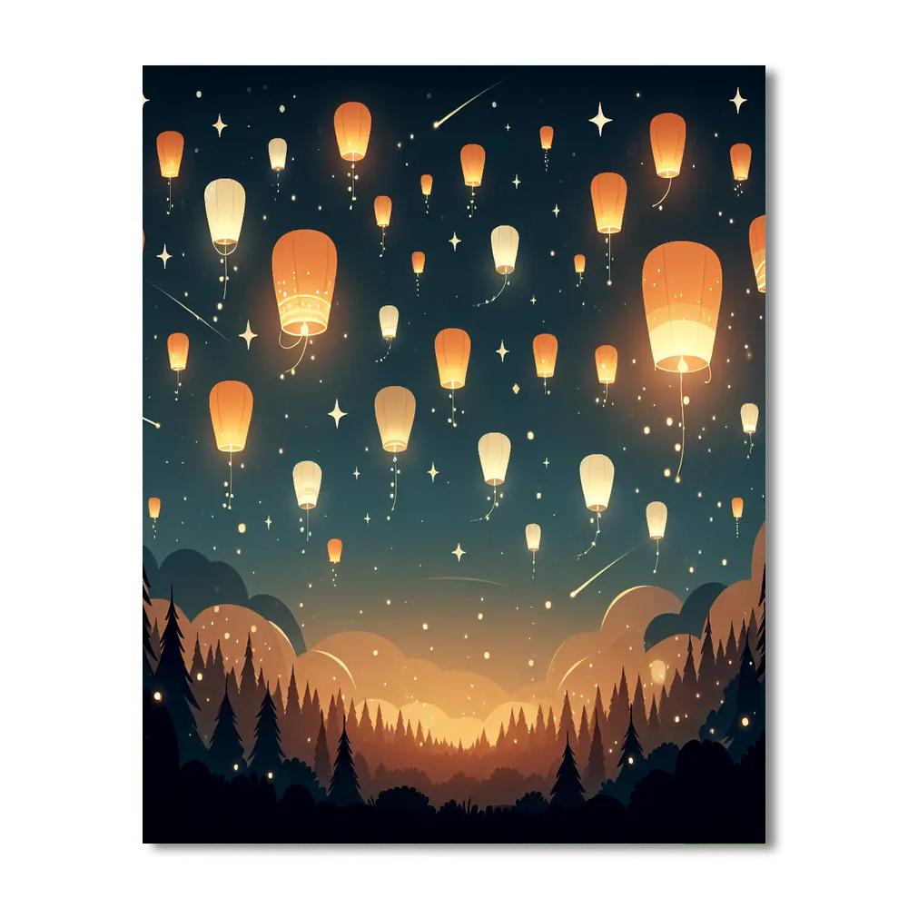 Festival Of Flying Lanterns Painting By Numbers Kit