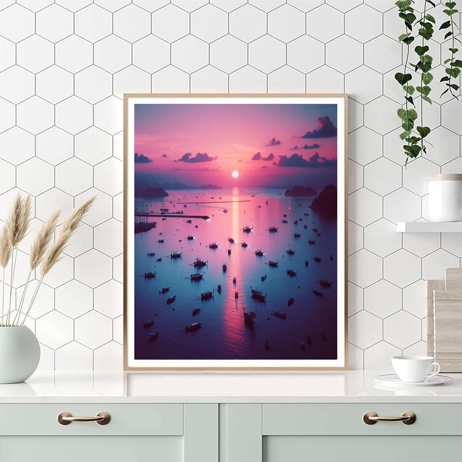 Twilight Harbor Serenity Number Painting