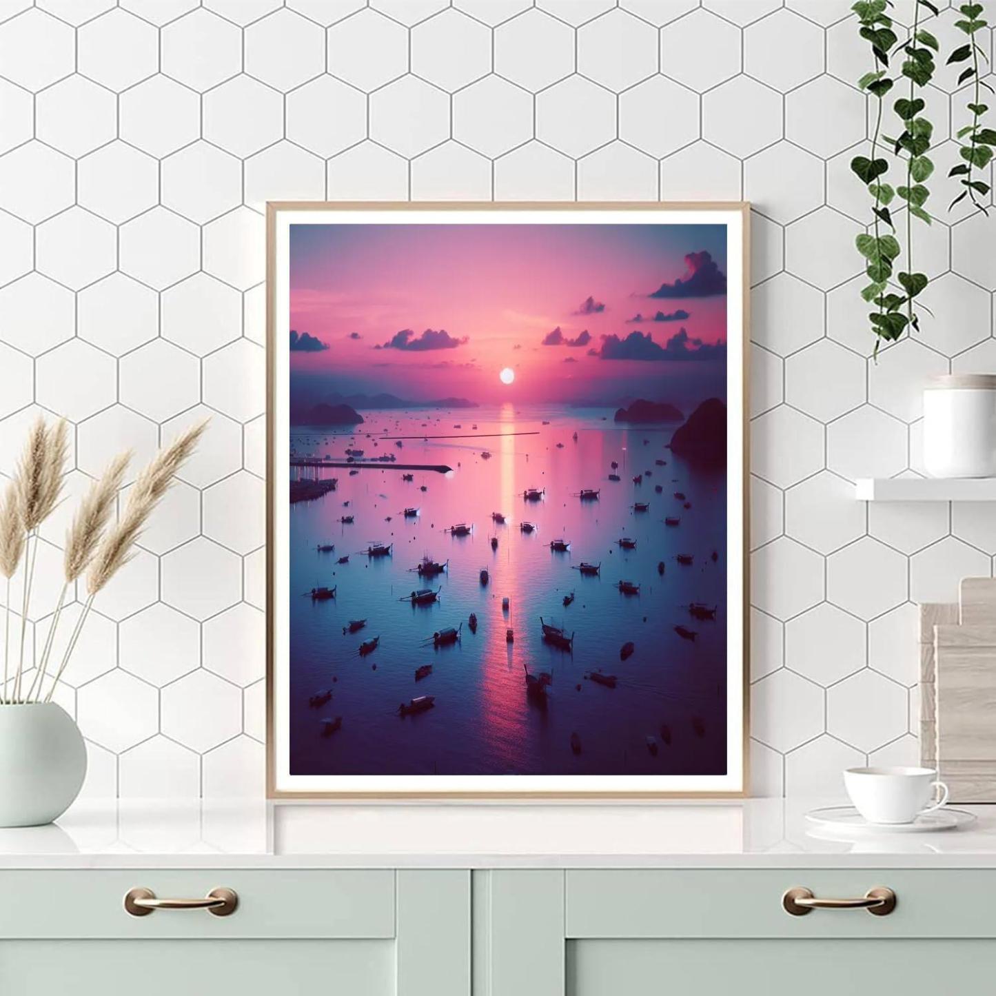 Twilight Harbor Serenity Number Painting