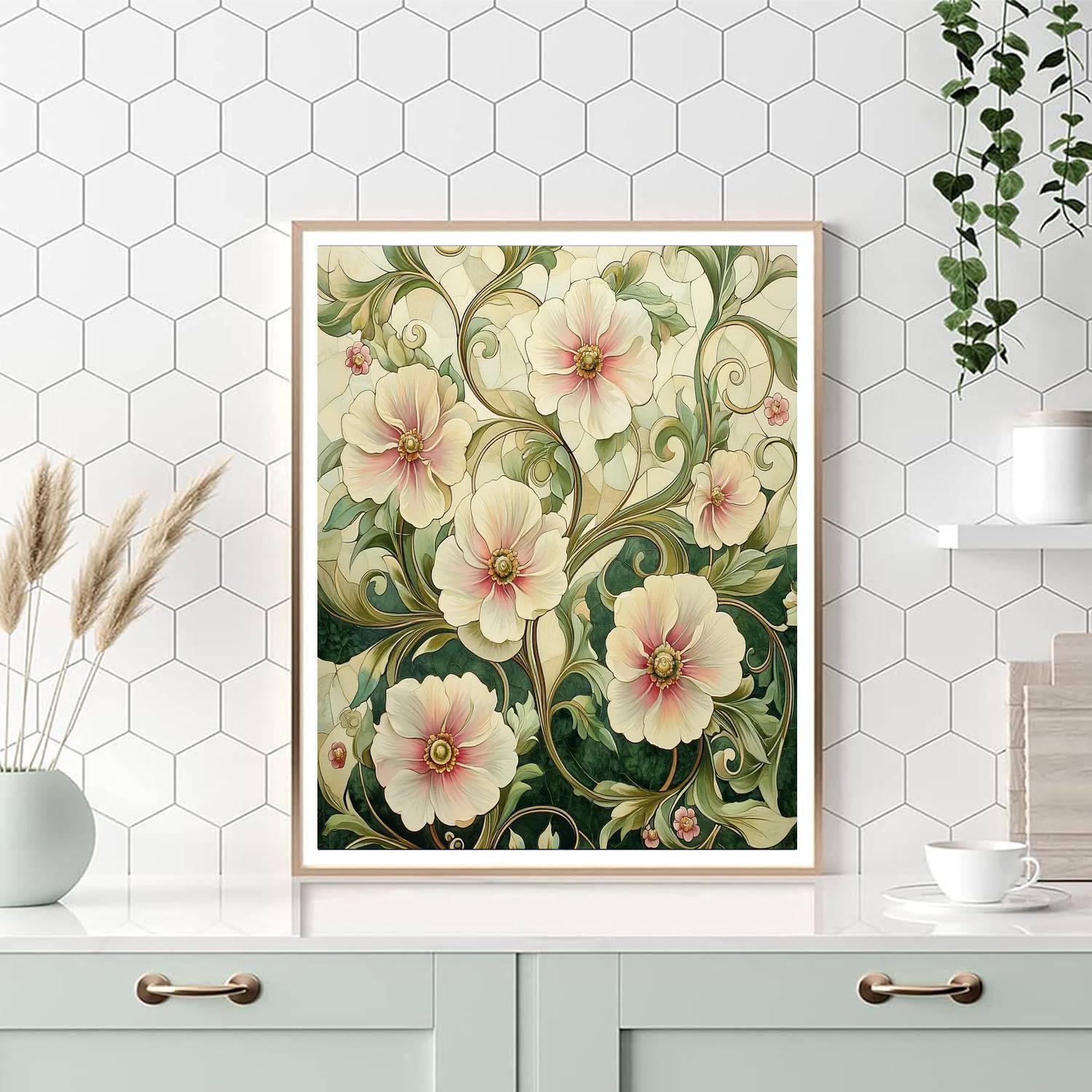 Alphonse Mucha Inspired Enchantment Of Floral Harmony  Paint By Numbers