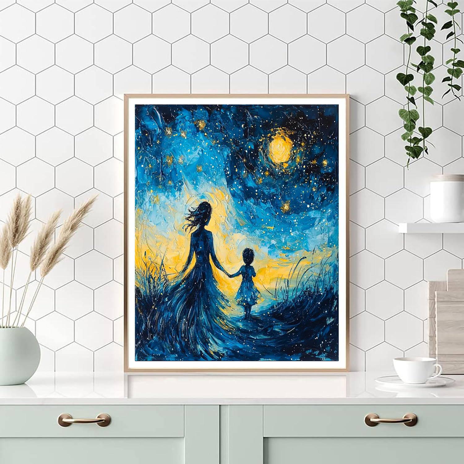 Mother And Child Under The Stars Paint By Color