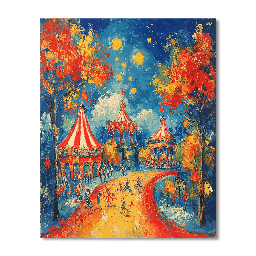 Marc Chagall Inspired Surreal Circus Whirl  Paint By Color