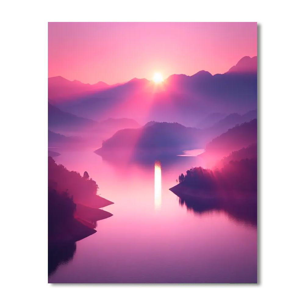 Peaceful Lakeside Sunrise Numbered Painting Kits