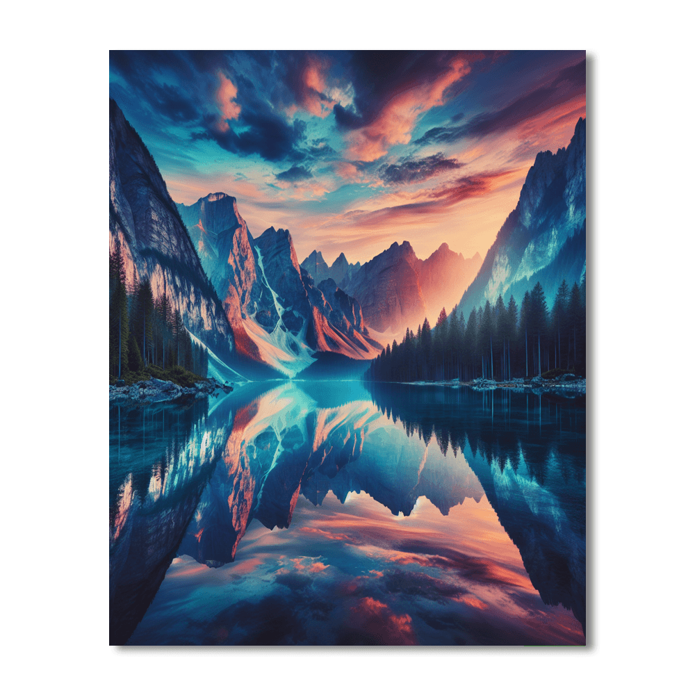 Serene Mountain Reflections Numbered Painting Kits