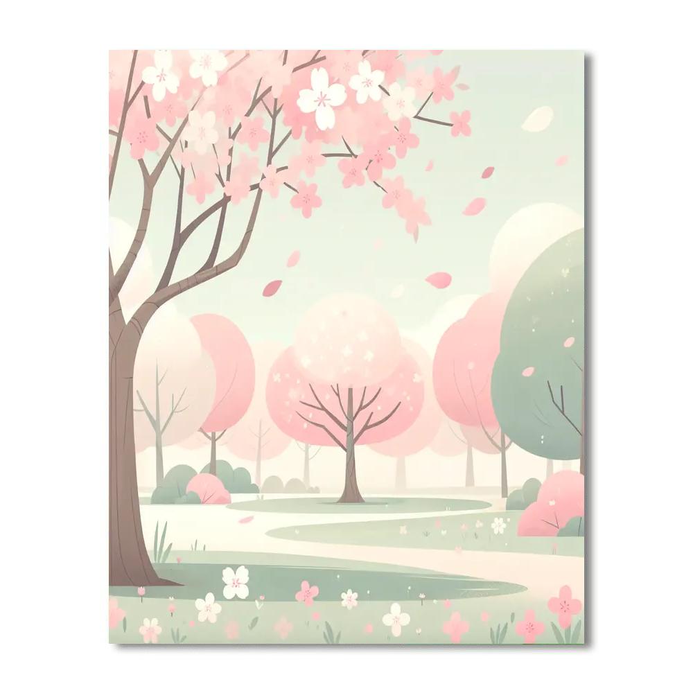 Charming Cherry Blossom Park Paint By Color