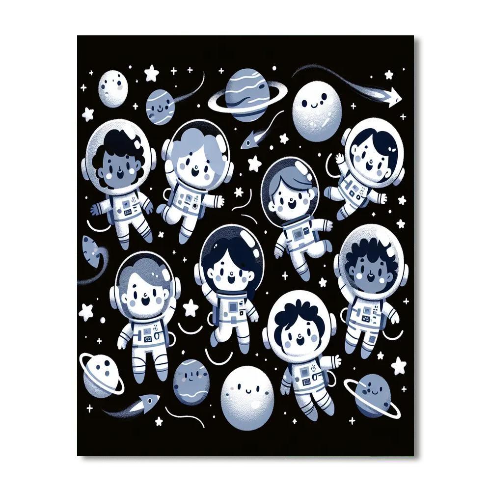 Cheerful Astronauts Paint By Numbers Kits