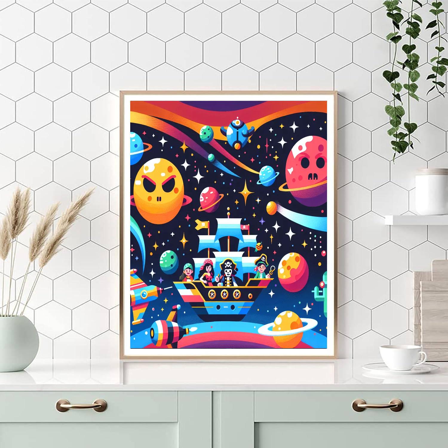 Space Pirate Treasure Hunt DIY Paint By Numbers