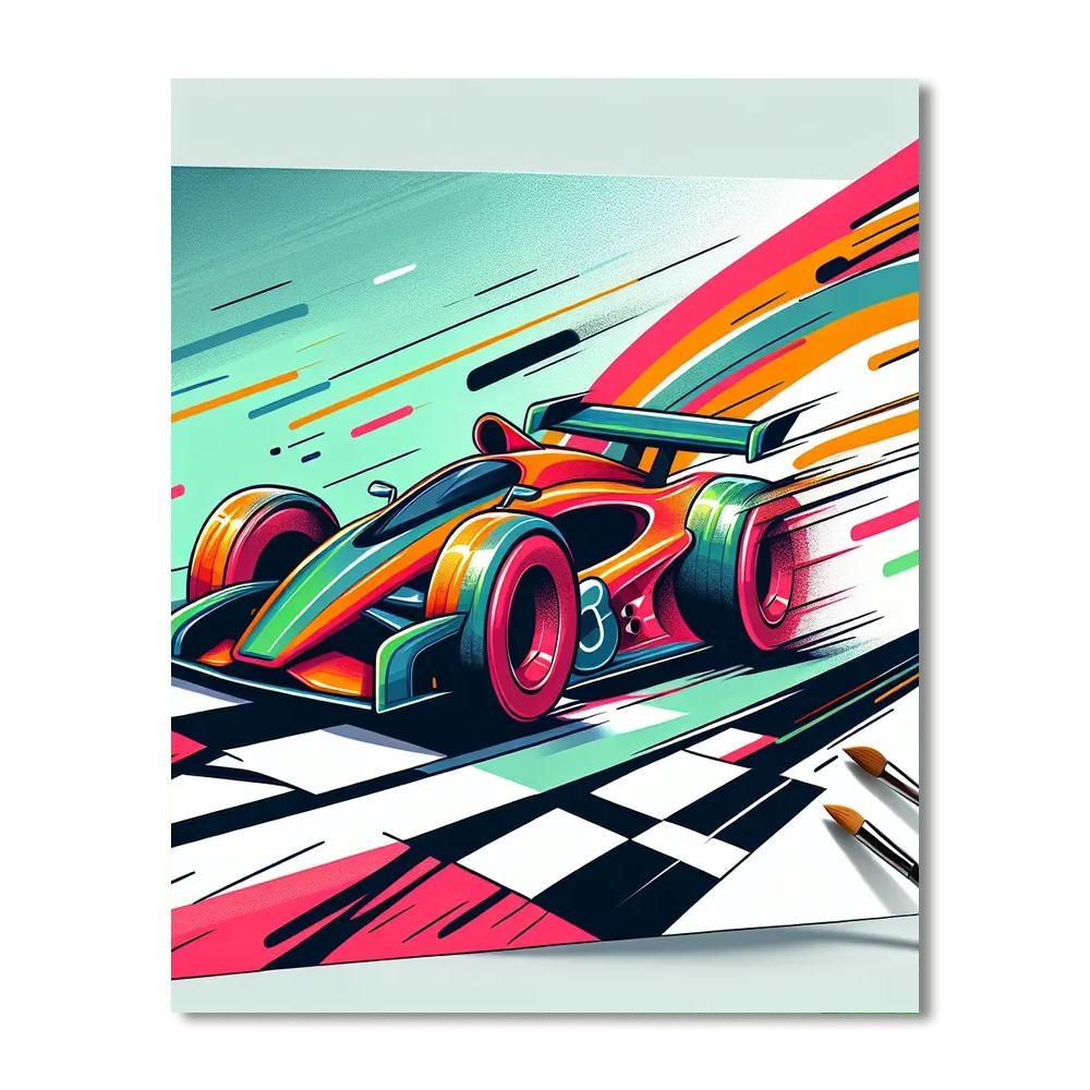 Race Car Rally DIY Paint By Numbers