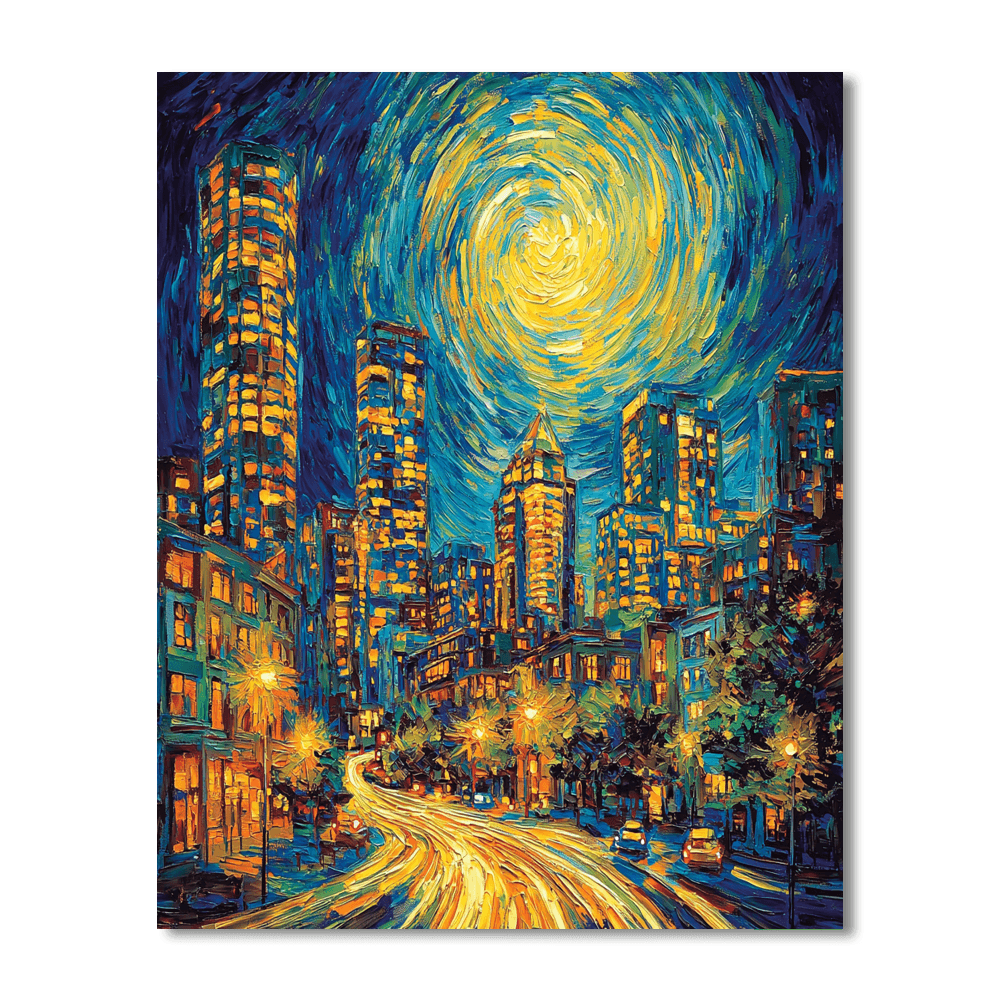 Vincent Van Gogh Inspired Glistening Night Skyline  Paint By Numbers Kits